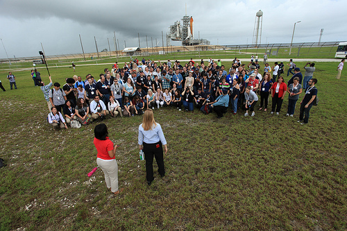 The NASA Tweetup in front of the Space Shuttle