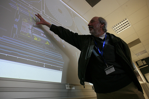 Physicist Frank Taylor of MIT shows us around the detector at CERN